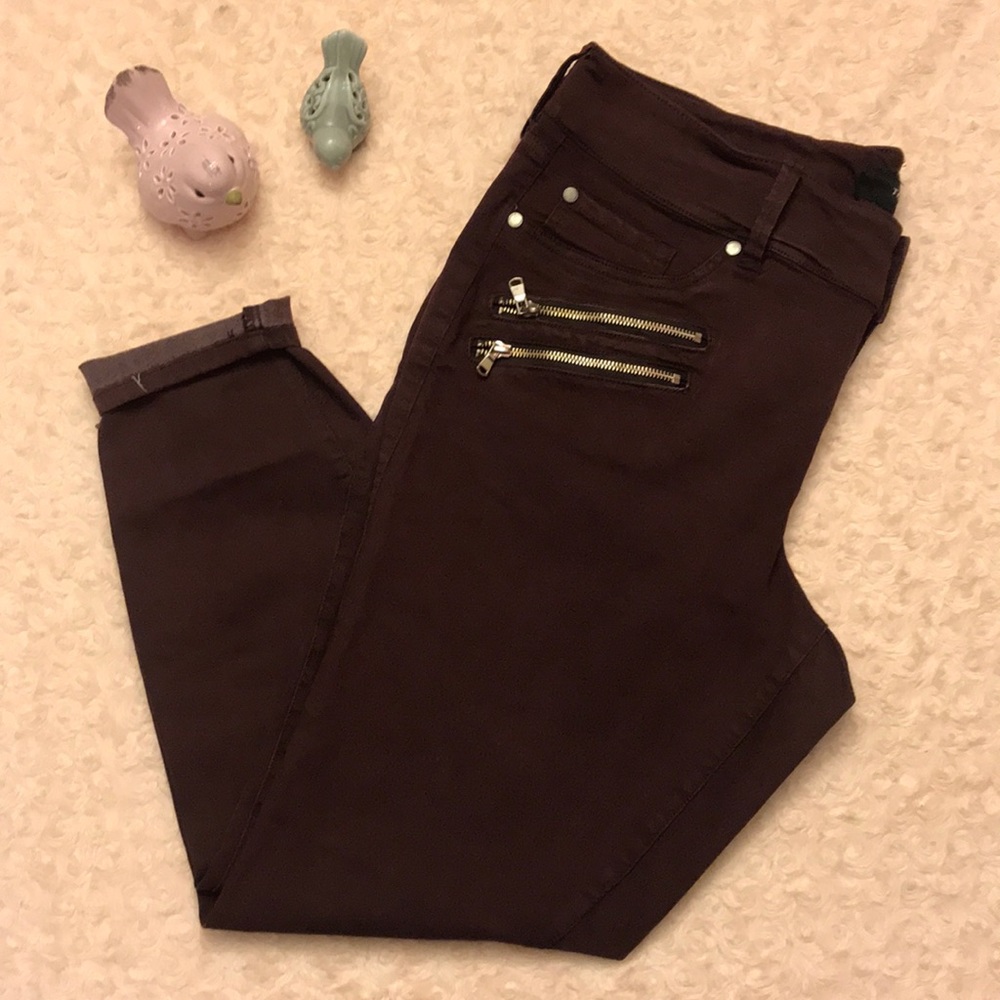 Stretch denim ankle pants